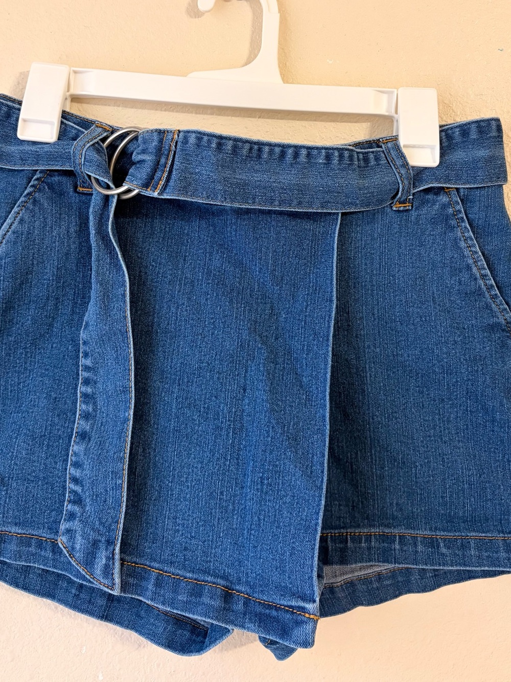 Denim Wrap Belted Women’s Skort - Blue